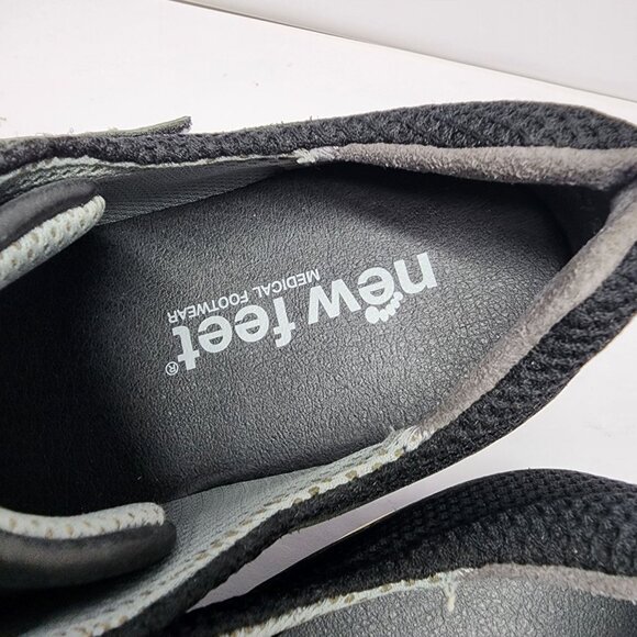 New Feet Medical Footwear Womens 9.5 Black Leather Mesh Comfort Sneakers - Picture 3 of 9